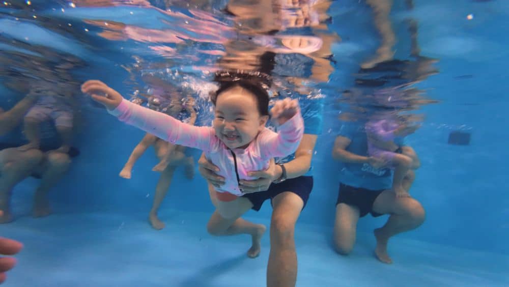 Baby swim class in the heated indoor pool